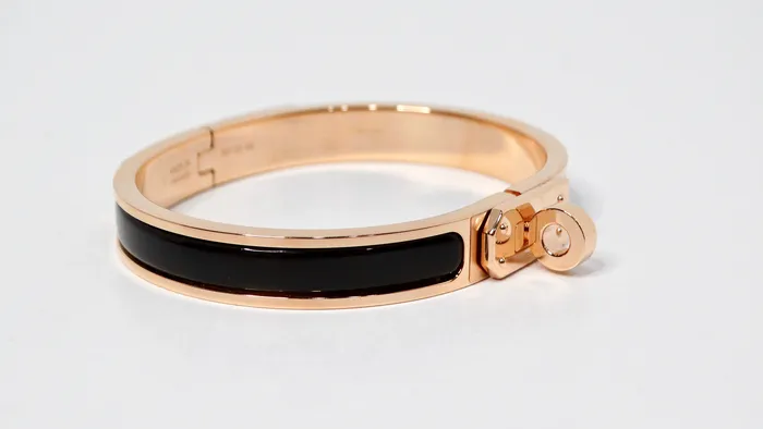 Bracelets Vintage by Misty Hermes Rose Gold Plated Black Noir Mini Clic Kelly Bracelet