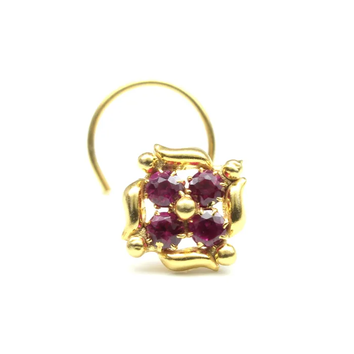 Cute Ethnic Gold Plated Indian Style Nose Studs CZ Twisted nose ring Karizma Jewels Rings
