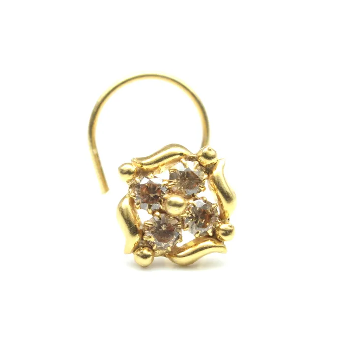 Cute Ethnic Gold Plated Indian Style Nose Studs CZ Twisted nose ring Karizma Jewels Rings