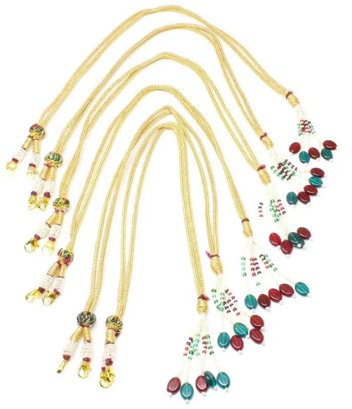 Indian Adjustable Necklace Tassel Golden Red Green Beads Wholesale Lot Karizma Jewels Necklaces