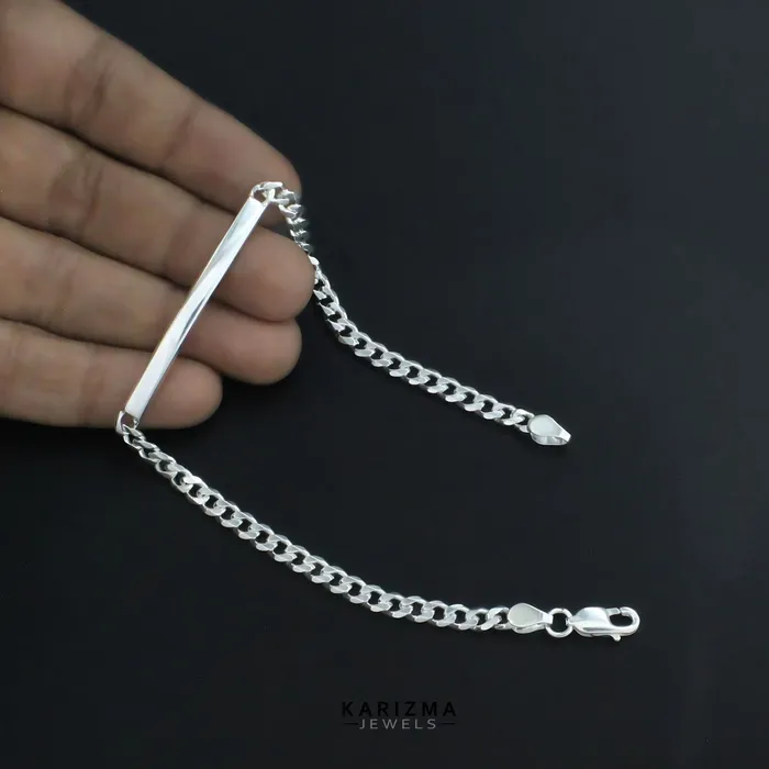 Karizma Jewels Bracelets 925 Sterling Silver Mens Thinnest Cuban Bracelet Man Jewelry 85