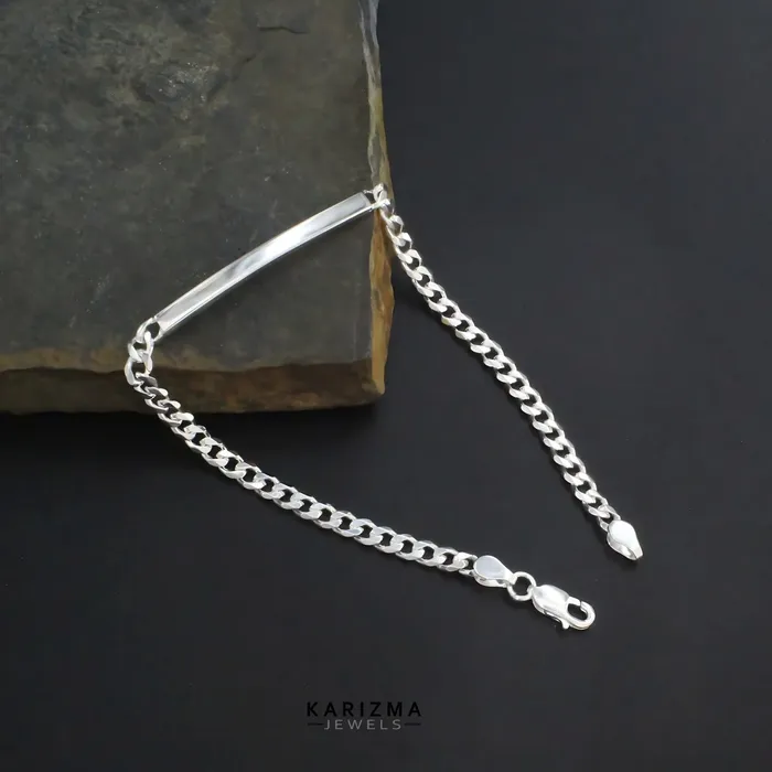 Karizma Jewels Bracelets 925 Sterling Silver Mens Thinnest Cuban Bracelet Man Jewelry 85