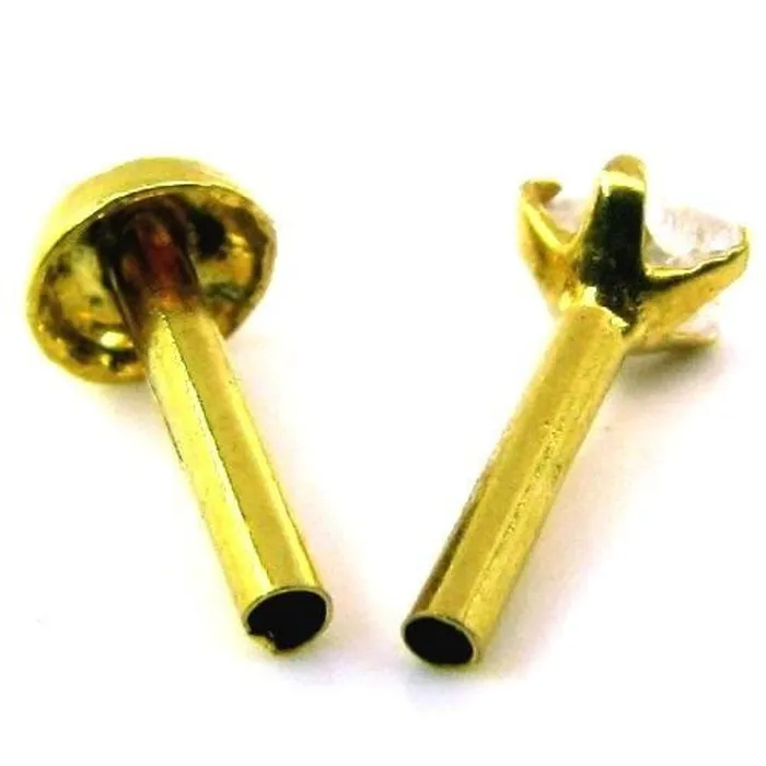 Karizma Jewels Earrings 2pc Lot Indian Style Body Piercing Jewelry Nose Pinstud Solid Real 14k Yellow Gold