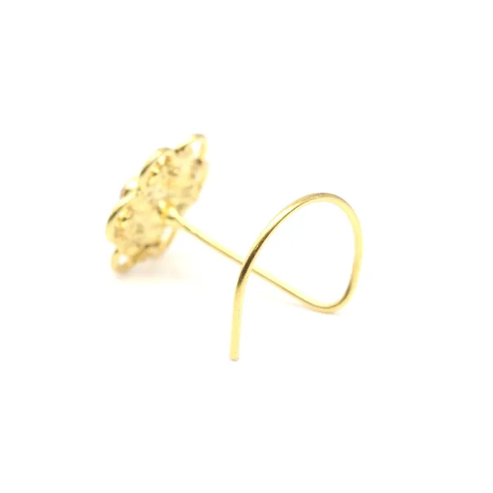 Karizma Jewels Rings Indian Gold Plated Nose Stud CZ Twisted nose ring 24g