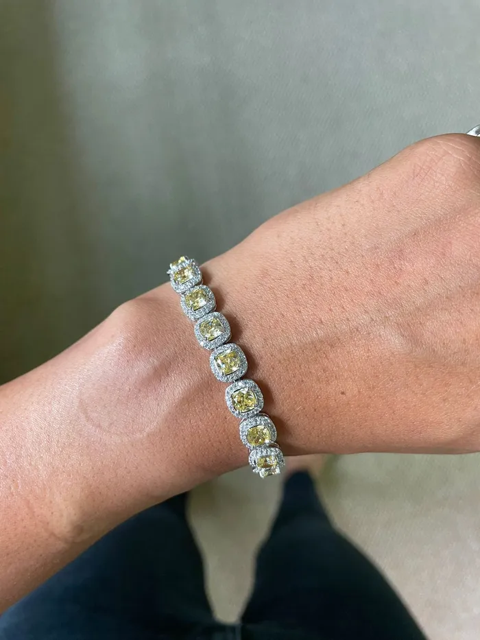PRERTO ECOMMERCE PRIVATE LIMITED Bracelets Cushion Citrine Diamond Bracelet