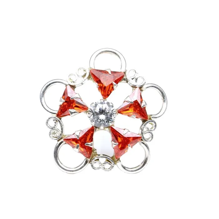 Real Silver Nose Stud Orange White CZ Corkscrew nose ring L Bend Karizma Jewels Rings