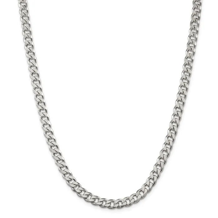 Rings Sterling Silver Rhodiumplated 7mm Curb ChainWBCQCB180R18 WB Choice Jewelry