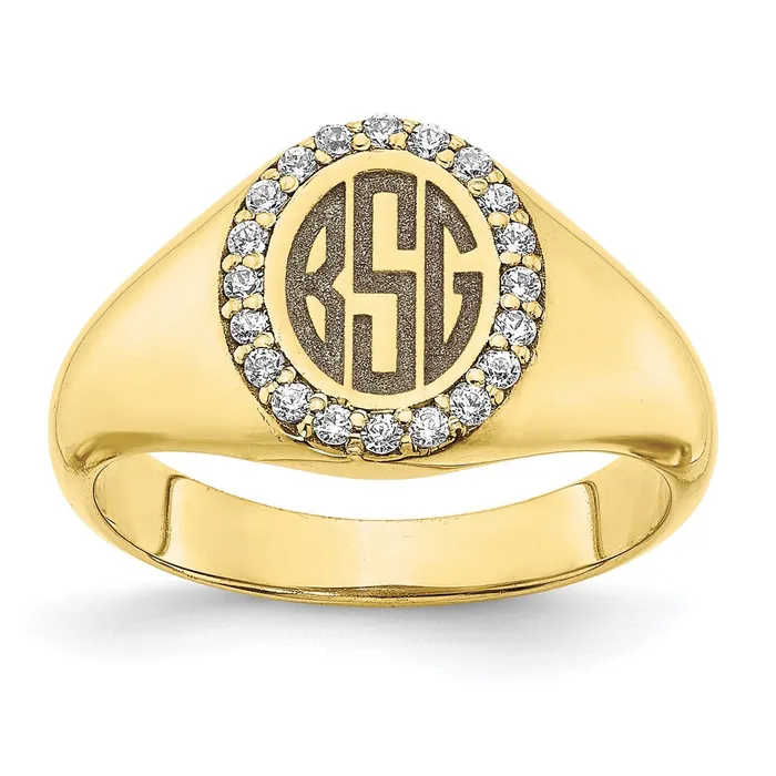 Rings WB Choice Jewelry 10KY Large Diamond Oval Classic Monogram Signet RingWBC10XNR108Y Rings WB Choice Jewelry 10KY Large Diamond Oval Classic Monogram Signet RingWBC10XNR108Y