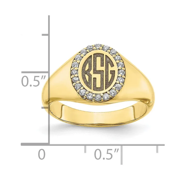 Rings WB Choice Jewelry 10KY Large Diamond Oval Classic Monogram Signet RingWBC10XNR108Y Rings WB Choice Jewelry 10KY Large Diamond Oval Classic Monogram Signet RingWBC10XNR108Y