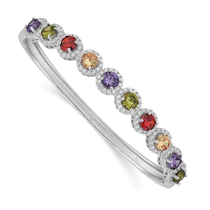 Rings WB Choice Jewelry Sterling Silver Rhodiumplated Colorful CZ BangleWBCQB1353 Rings WB Choice Jewelry Sterling Silver Rhodiumplated Colorful CZ BangleWBCQB1353