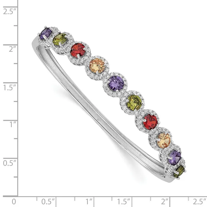 Rings WB Choice Jewelry Sterling Silver Rhodiumplated Colorful CZ BangleWBCQB1353 Rings WB Choice Jewelry Sterling Silver Rhodiumplated Colorful CZ BangleWBCQB1353