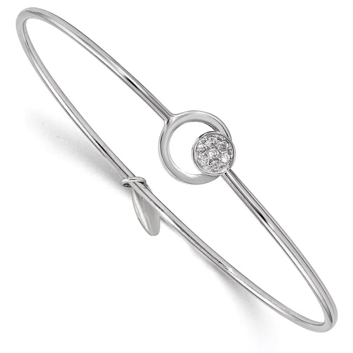 Rings WB Choice Jewelry Sterling Silver Rhodiumplated Polished with CZ Circle Flexible BangleWBCQB1142 Rings WB Choice Jewelry Sterling Silver Rhodiumplated Polished with CZ Circle Flexible BangleWBCQB1142