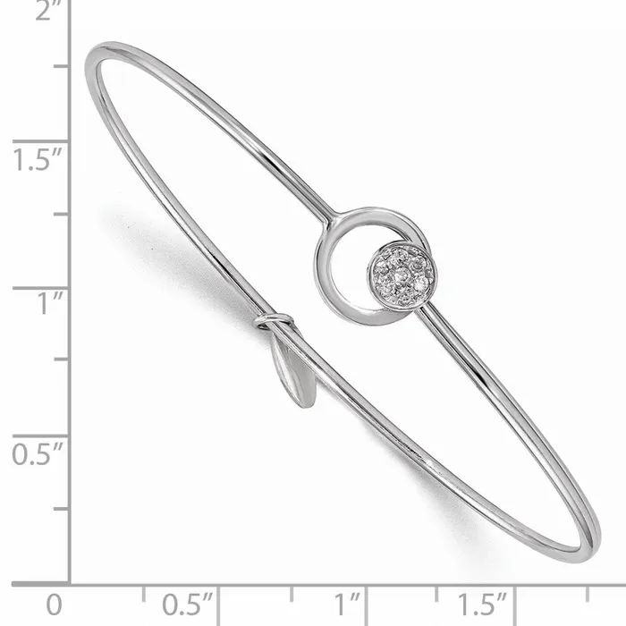 Rings WB Choice Jewelry Sterling Silver Rhodiumplated Polished with CZ Circle Flexible BangleWBCQB1142 Rings WB Choice Jewelry Sterling Silver Rhodiumplated Polished with CZ Circle Flexible BangleWBCQB1142