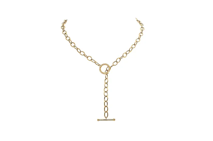 Shylee Rose Jewelry Necklaces Toggle Link Diamond Lariat Necklace