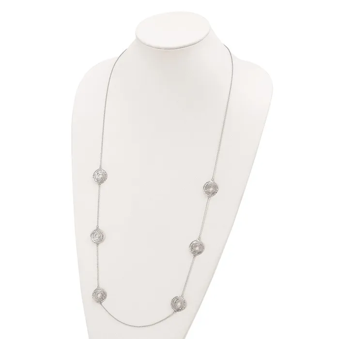 Sterling Silver Rhodium Plated Diamond Cut Circles 36 IN NecklaceWBCQG452536 WB Choice Jewelry Necklaces