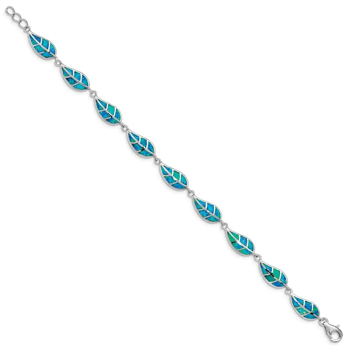 Sterling Silver Rhodiumplated Lab Created Opal Inlay Leaf BraceletWBCQG482375 WB Choice Jewelry Bracelets Sterling Silver Rhodiumplated Lab Created Opal Inlay Leaf BraceletWBCQG482375 WB Choice Jewelry Bracelets