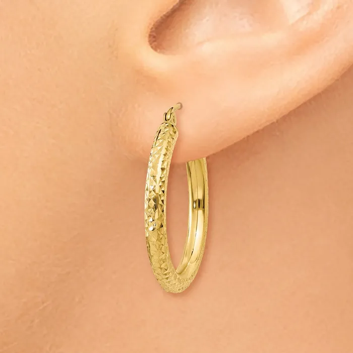 WB Choice Jewelry Earrings 10k Diamondcut 3mm Round Hoop EarringsWBC10TC265 WB Choice Jewelry Earrings 10k Diamondcut 3mm Round Hoop EarringsWBC10TC265