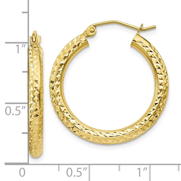 WB Choice Jewelry Earrings 10k Diamondcut 3mm Round Hoop EarringsWBC10TC265 WB Choice Jewelry Earrings 10k Diamondcut 3mm Round Hoop EarringsWBC10TC265