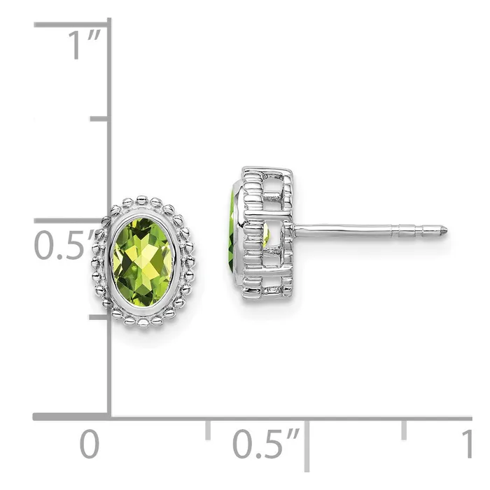WB Choice Jewelry Earrings 10k White Gold Oval Peridot Post EarringsWBCEM7202PE1W