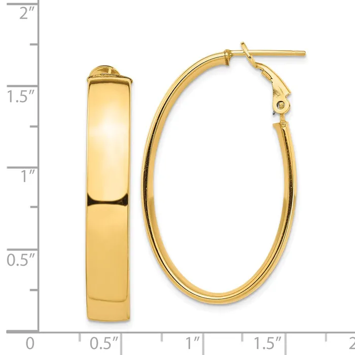 WB Choice Jewelry Earrings 14k High Polished 7mm Omega Back Oval Hoop EarringsWBCPRE967