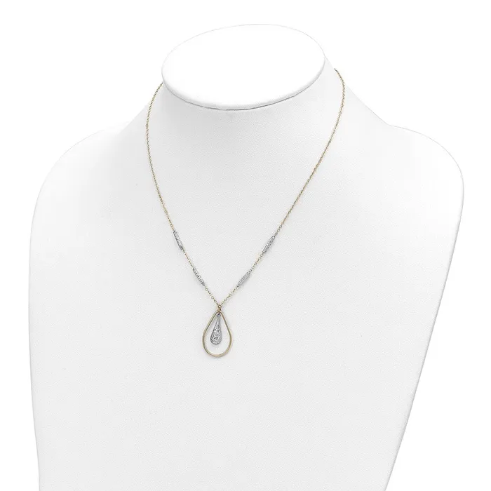 WB Choice Jewelry Necklaces 14K Twotone Polished DC Teardrop NecklaceWBCSF294617