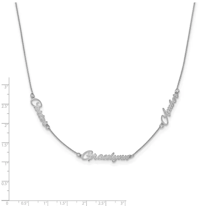 WB Choice Jewelry Necklaces 14K White Gold Brushed 3 Name NecklaceWBCXNA879W