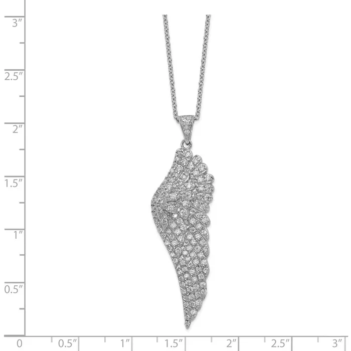 WB Choice Jewelry Necklaces Cheryl M Sterling Silver Rhodiumplated CZ Angel Wing 18in NecklaceWBCQCM70318 WB Choice Jewelry Necklaces Cheryl M Sterling Silver Rhodiumplated CZ Angel Wing 18in NecklaceWBCQCM70318
