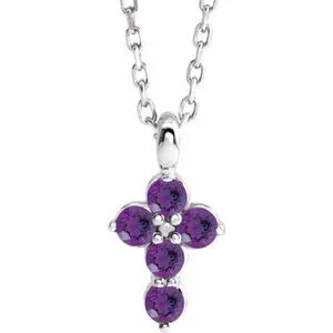 WB Choice Jewelry Necklaces Platinum Amethyst Cross 1618 NecklaceR42363693PSTWBC