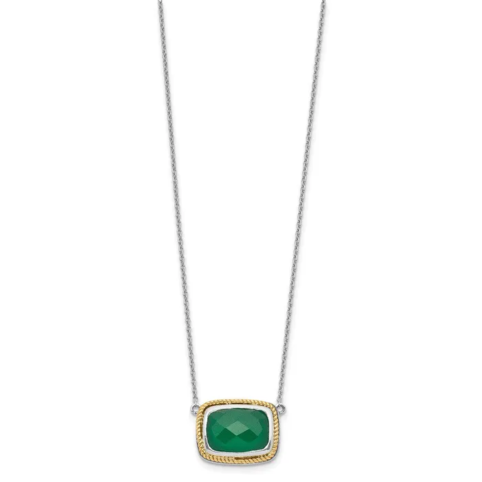 WB Choice Jewelry Necklaces Sterling Silver w14k Green Onyx NecklaceWBCQG5122185