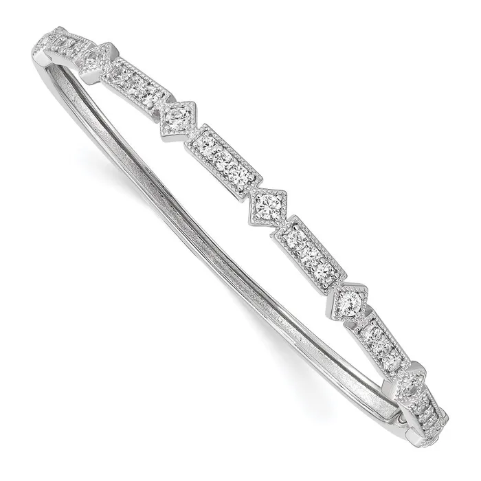 WB Choice Jewelry Rings Sterling Silver CZ Hinged BangleWBCQB1348
