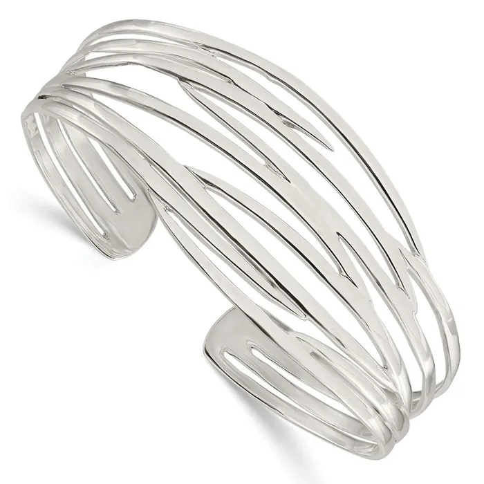 WB Choice Jewelry Rings Sterling Silver Polished Multistrand Cuff BangleWBCQB1196 WB Choice Jewelry Rings Sterling Silver Polished Multistrand Cuff BangleWBCQB1196