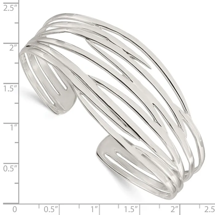 WB Choice Jewelry Rings Sterling Silver Polished Multistrand Cuff BangleWBCQB1196 WB Choice Jewelry Rings Sterling Silver Polished Multistrand Cuff BangleWBCQB1196