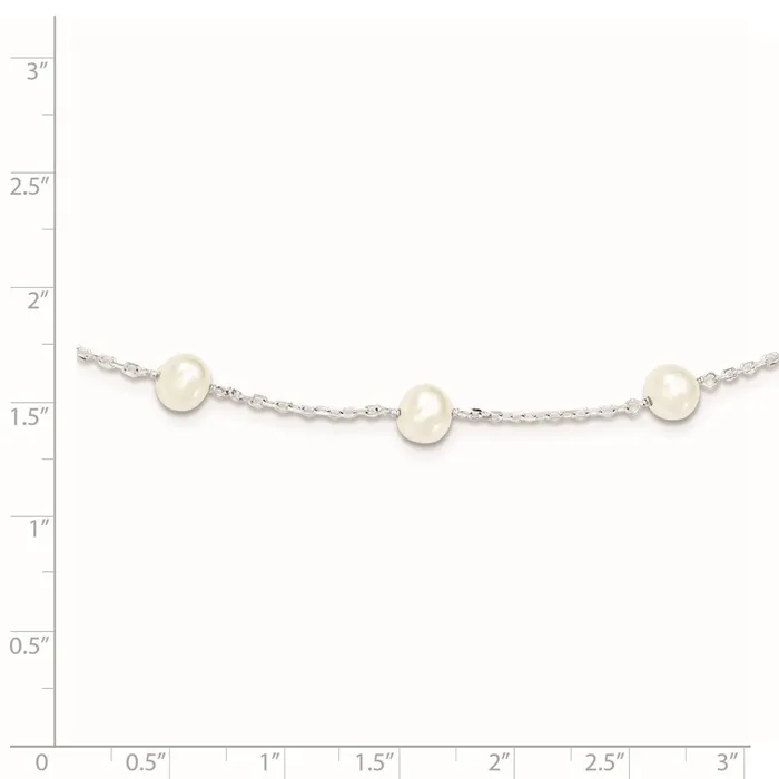 WB Choice Jewelry Sterling Silver Rhplated 67mm Fresh Water Cultured Pearl NecklaceWBCQH500318 Necklaces