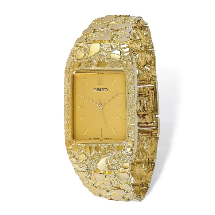 WB Choice Jewelry Watches 10k Champagne 27x47mm Dial Square Face Nugget WatchWBC10N262Y8